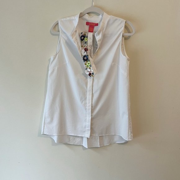 NEW! CATHERINE MALANDRINO Sleeveless Sequin Collar Top, Blouse, Size S - Picture 13 of 15